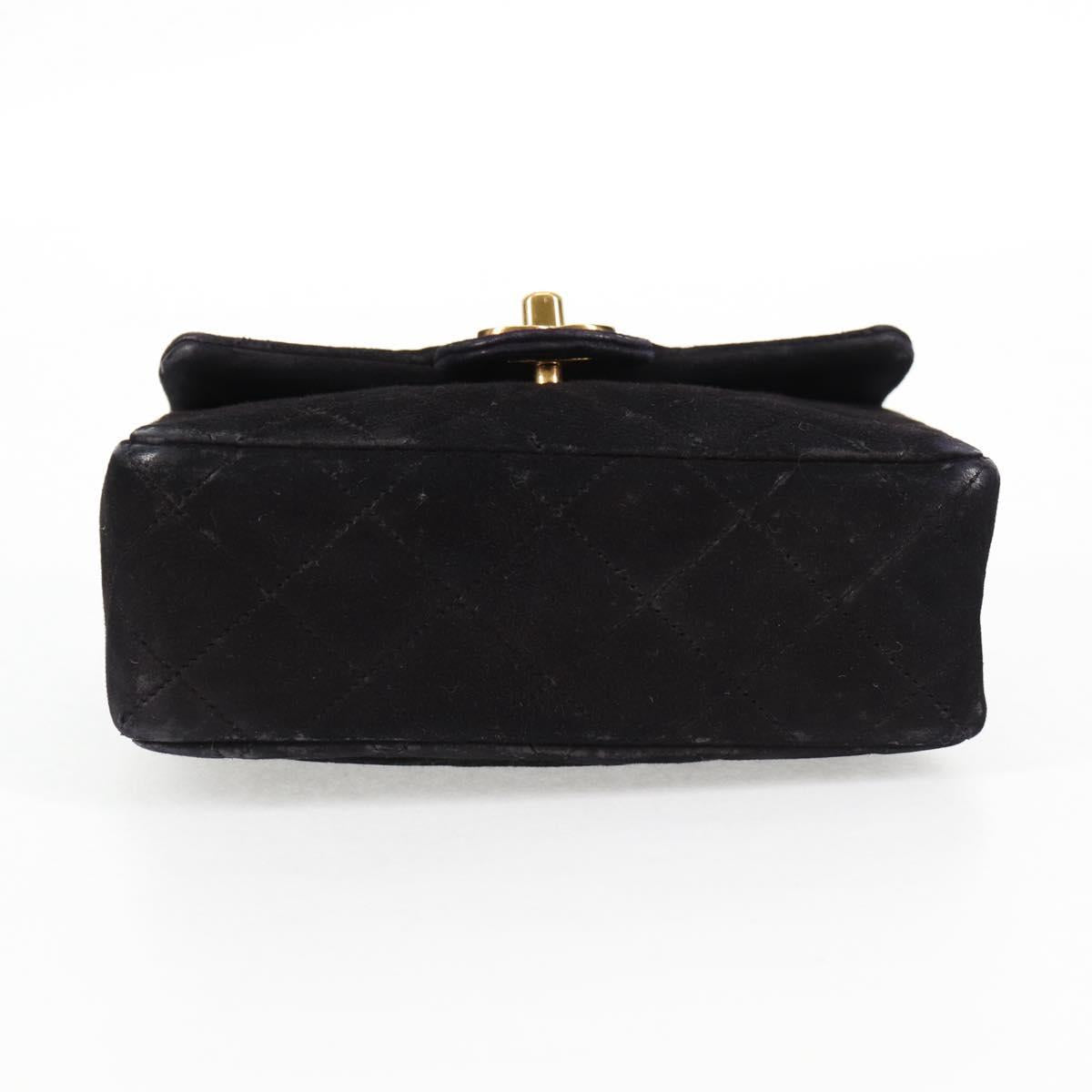 CHANEL Mini Matelasse 17 Single Flap Chain Bag Suede Purple Gold CC Auth 122356