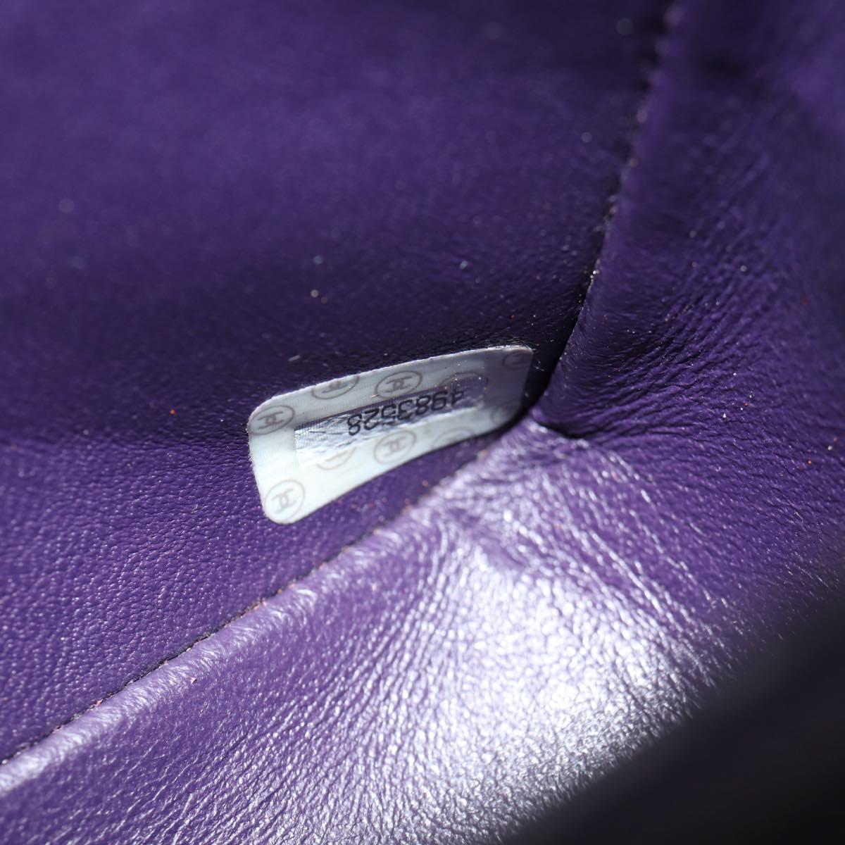 CHANEL Mini Matelasse 17 Single Flap Chain Bag Suede Purple Gold CC Auth 122356