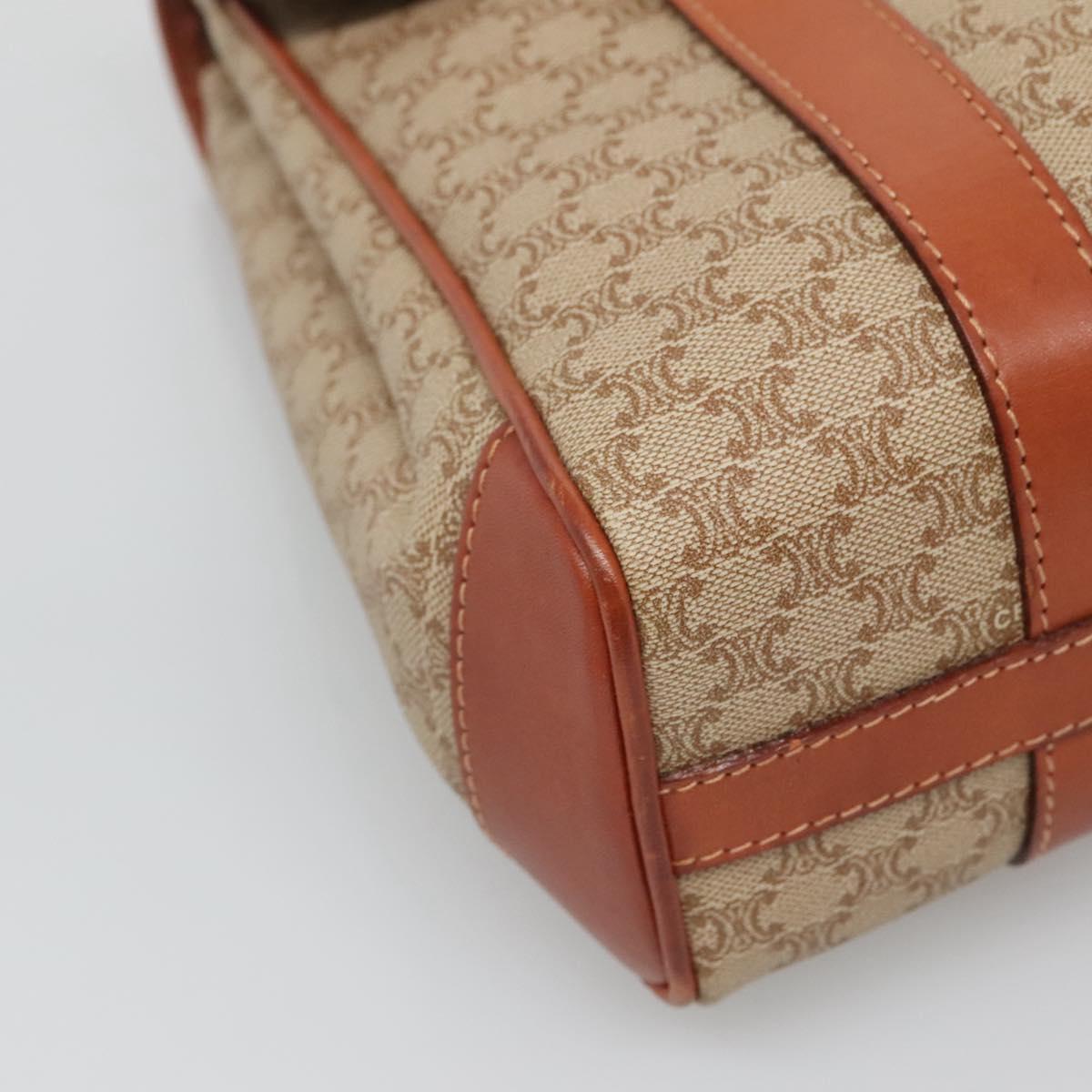 CELINE Macadam Canvas Hand Bag Beige Gold Auth 122360