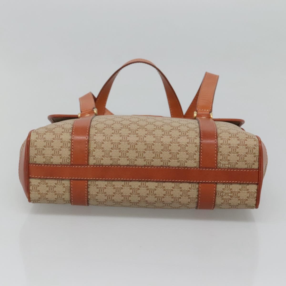 CELINE Macadam Canvas Hand Bag Beige Gold Auth 122360