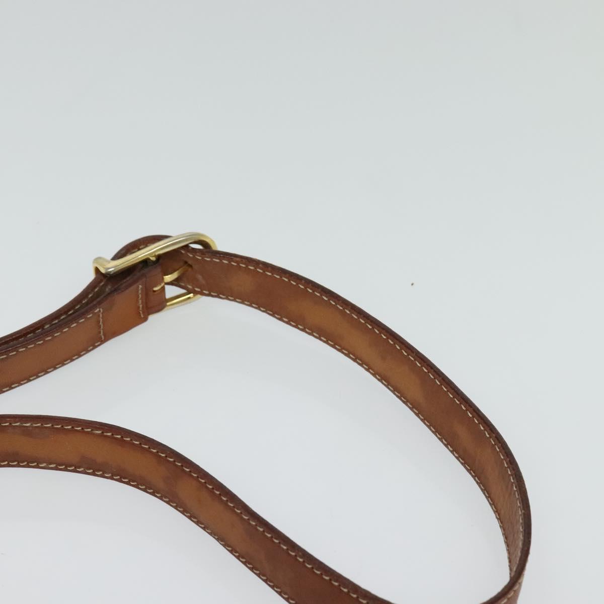 CELINE Macadam Canvas Shoulder Bag PVC Leather Brown Gold Auth 122373