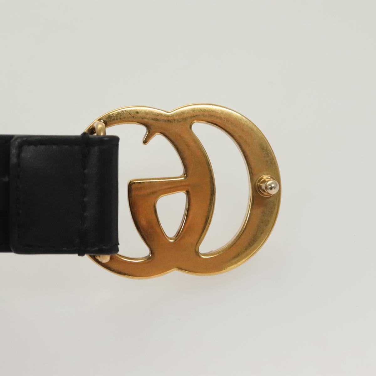 GUCCI GG Marmont Belt Leather 33.5"" Black Gold 414516 Auth 122376