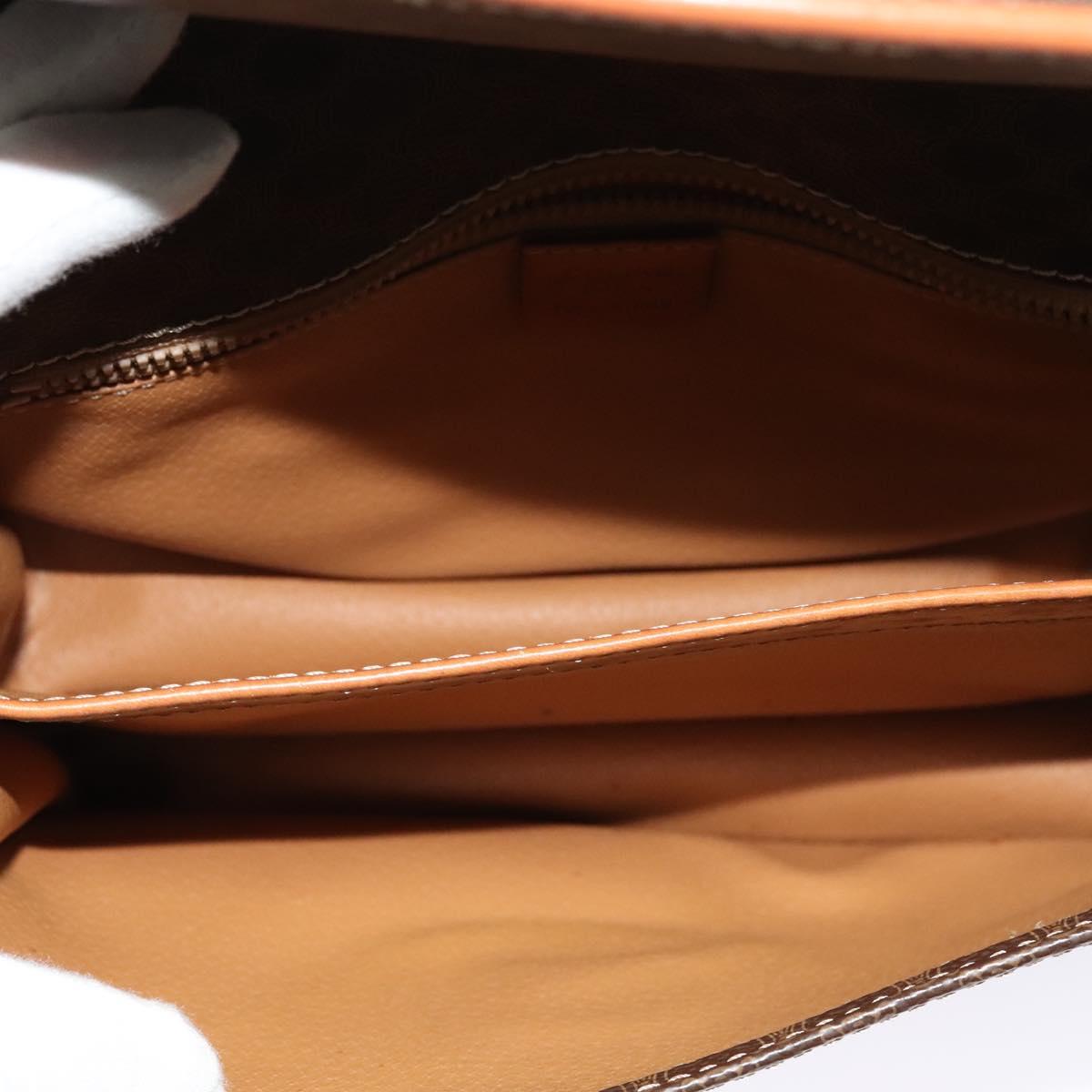 CELINE Macadam Canvas Shoulder Bag PVC Leather Brown Gold Auth 122382