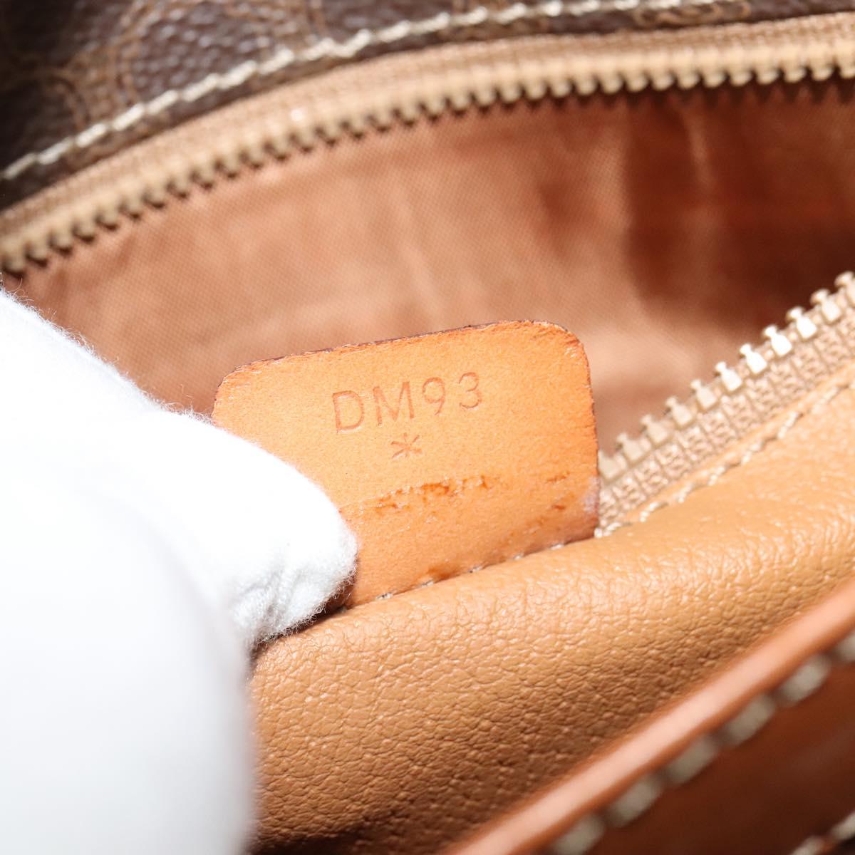 CELINE Macadam Canvas Shoulder Bag PVC Leather Brown Gold Auth 122382