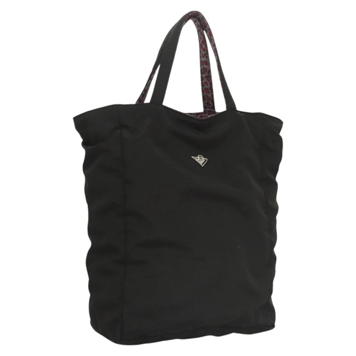 BOTTEGA VENETA Hand Bag Nylon Black Silver Auth 122411