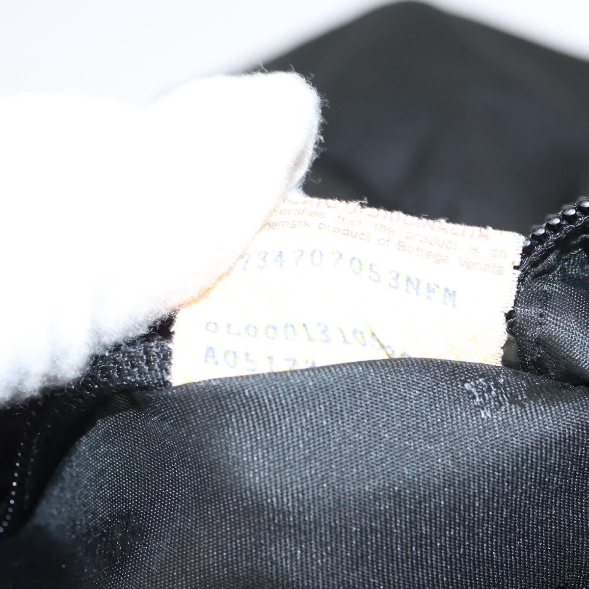 BOTTEGA VENETA Hand Bag Nylon Black Silver Auth 122411