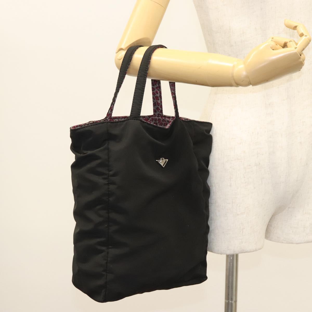 BOTTEGA VENETA Hand Bag Nylon Black Silver Auth 122411