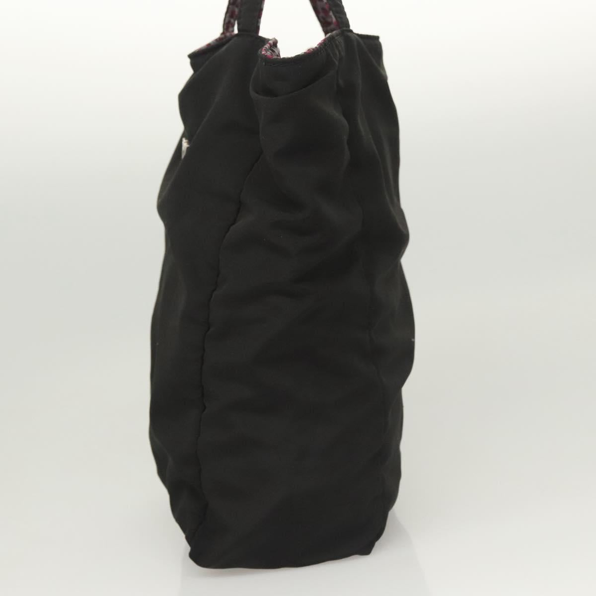 BOTTEGA VENETA Hand Bag Nylon Black Silver Auth 122411