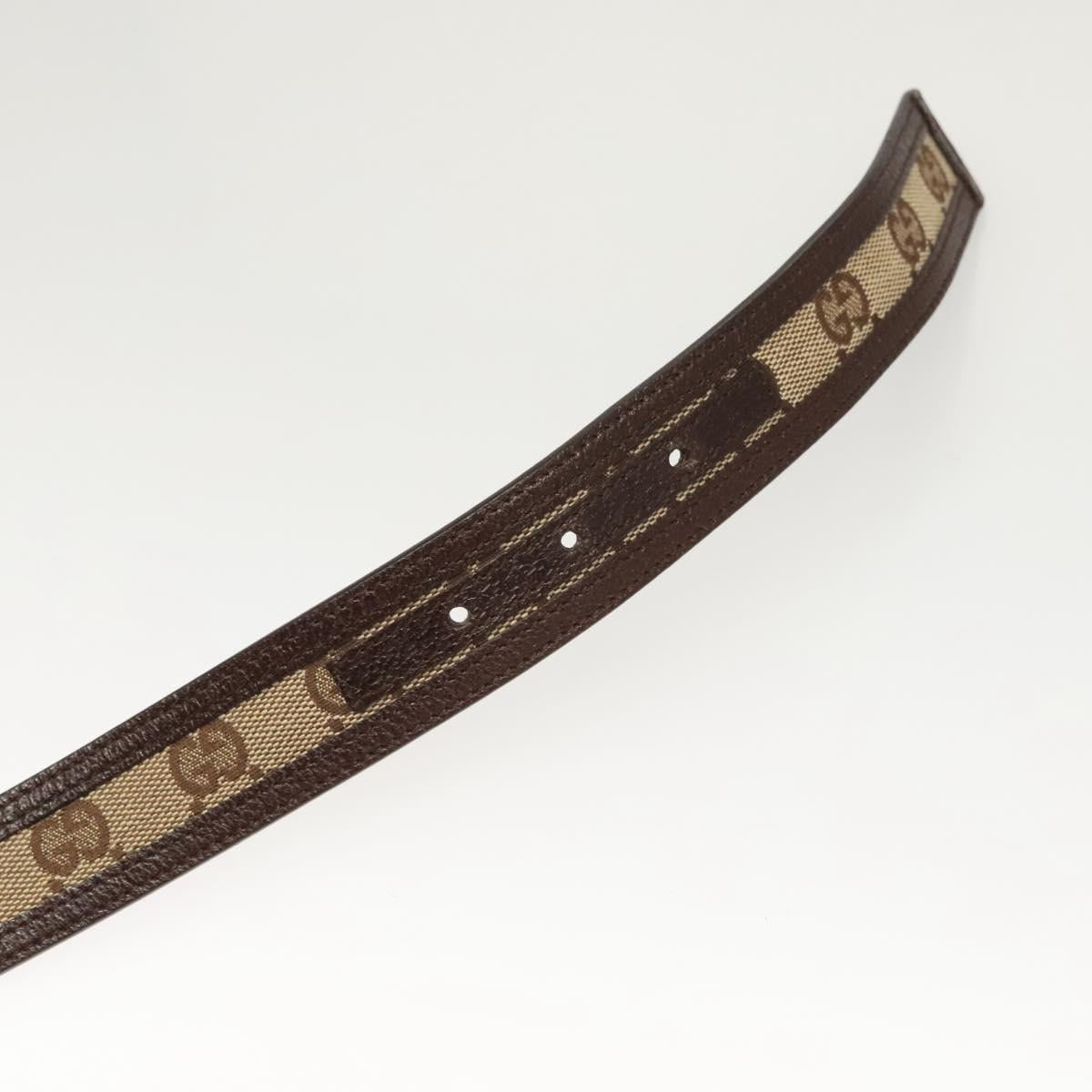 GUCCI GG Canvas Interlocking Belt 33.5"" Beige Brown 114874 Auth 122413