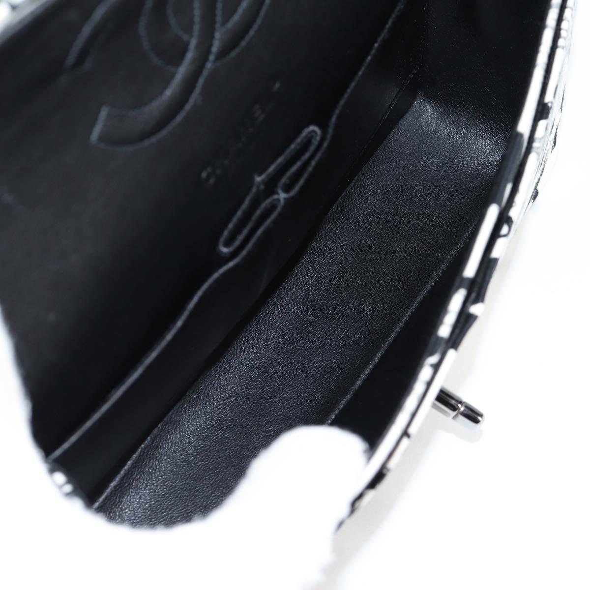 CHANEL Chain Shoulder Bag Canvas White Silver CC Auth 122423SM