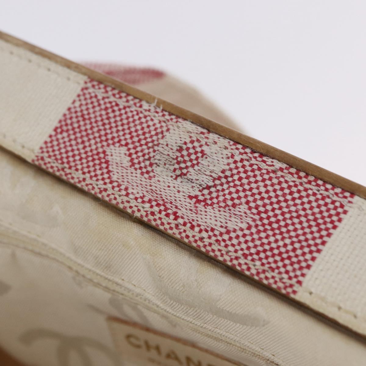 CHANEL Hand Bag Canvas Beige Gold CC Auth 122428V