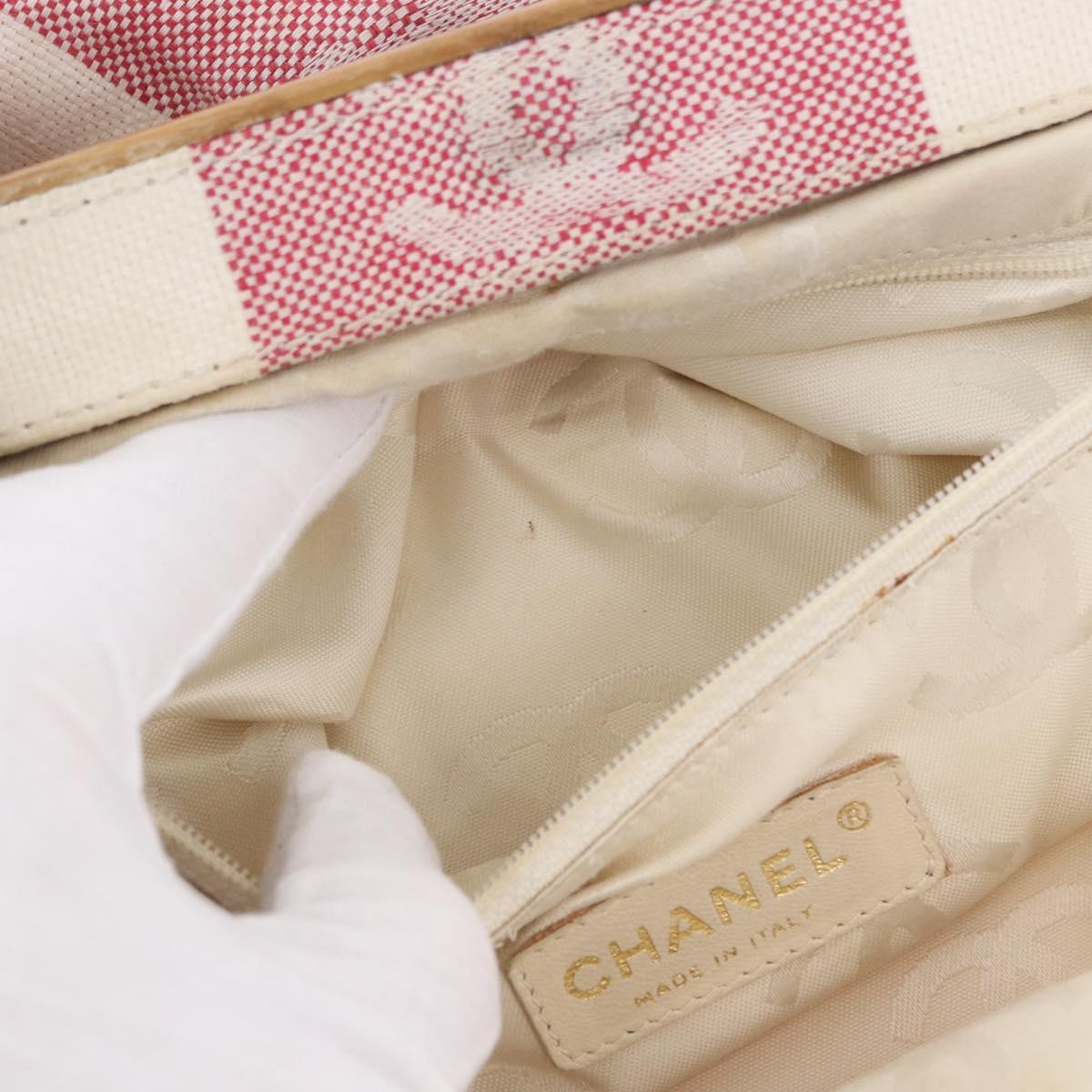 CHANEL Hand Bag Canvas Beige Gold CC Auth 122428V