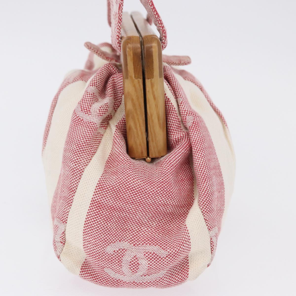 CHANEL Hand Bag Canvas Beige Gold CC Auth 122428V