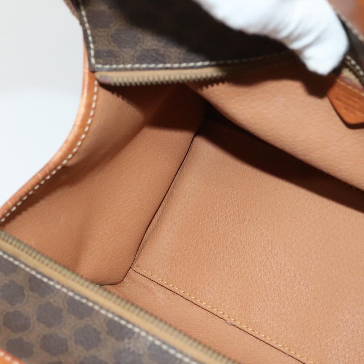 CELINE Macadam Canvas Hand Bag PVC Leather Brown Gold Auth 122440