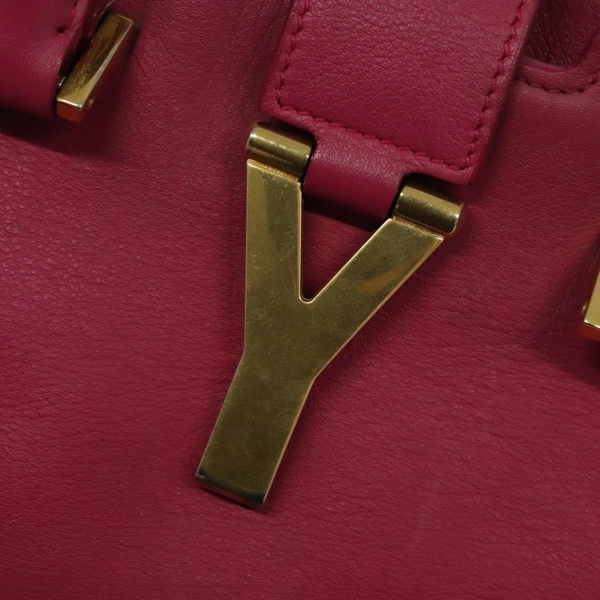 SAINT LAURENT Petit Cabas Hand Bag Leather 2way Pink Gold 311210 Auth 122446