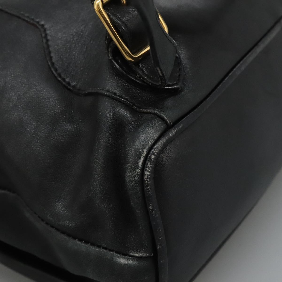 GUCCI Bamboo Backpack Leather Black Gold 003 2058 0016 Auth 122470
