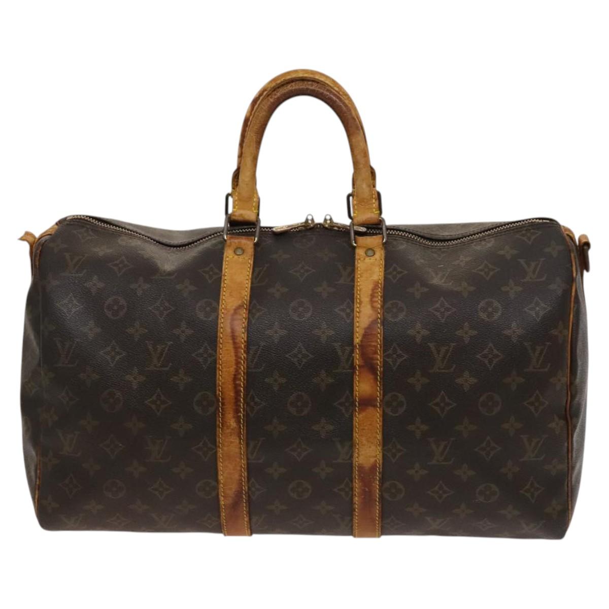 LOUIS VUITTON Monogram Keepall Bandouliere 45 Boston Bag M41418 LV Auth 122487