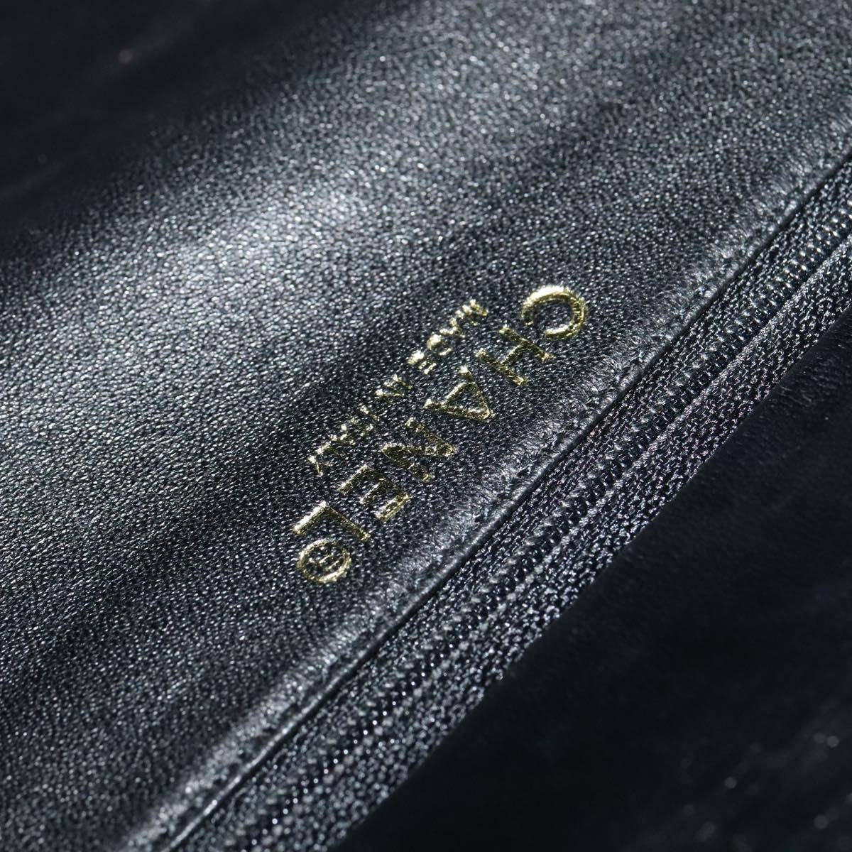 CHANEL Chain Tote Bag Cotton Black Gold CC Auth 122490