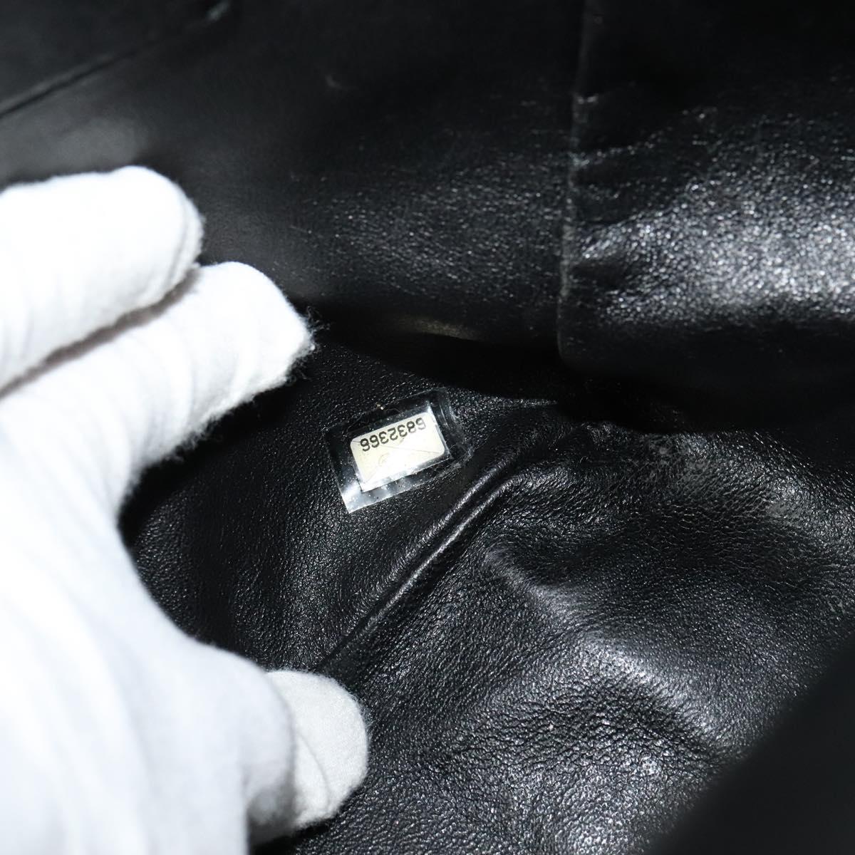 CHANEL Chain Tote Bag Cotton Black Gold CC Auth 122490