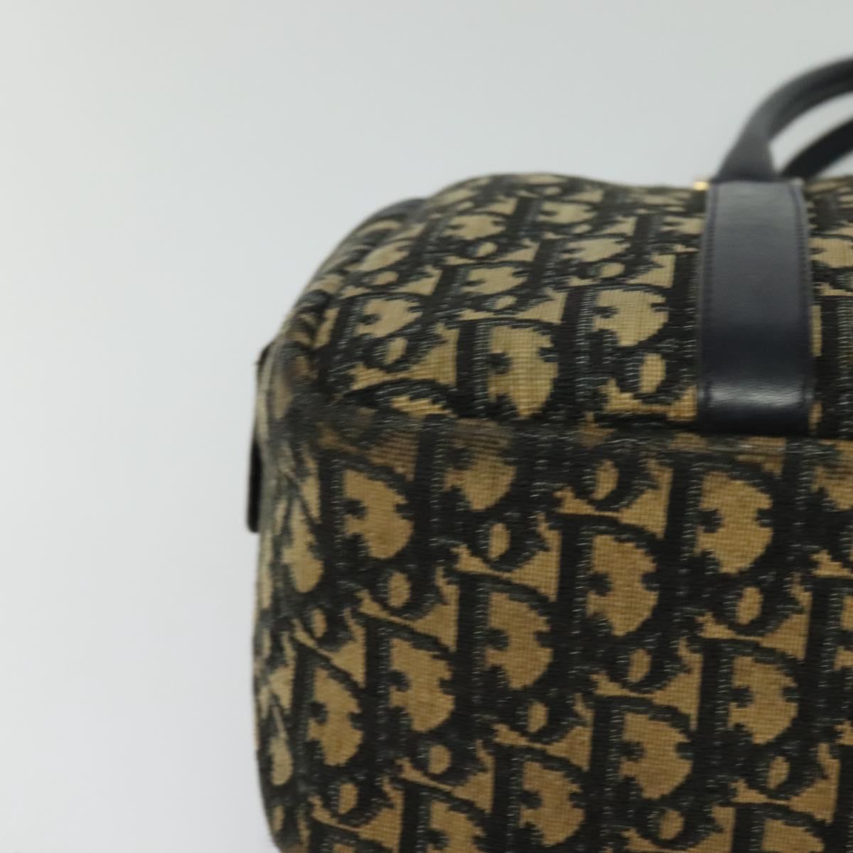 Christian Dior Trotter Canvas Hand Bag Navy Gold Auth 122491