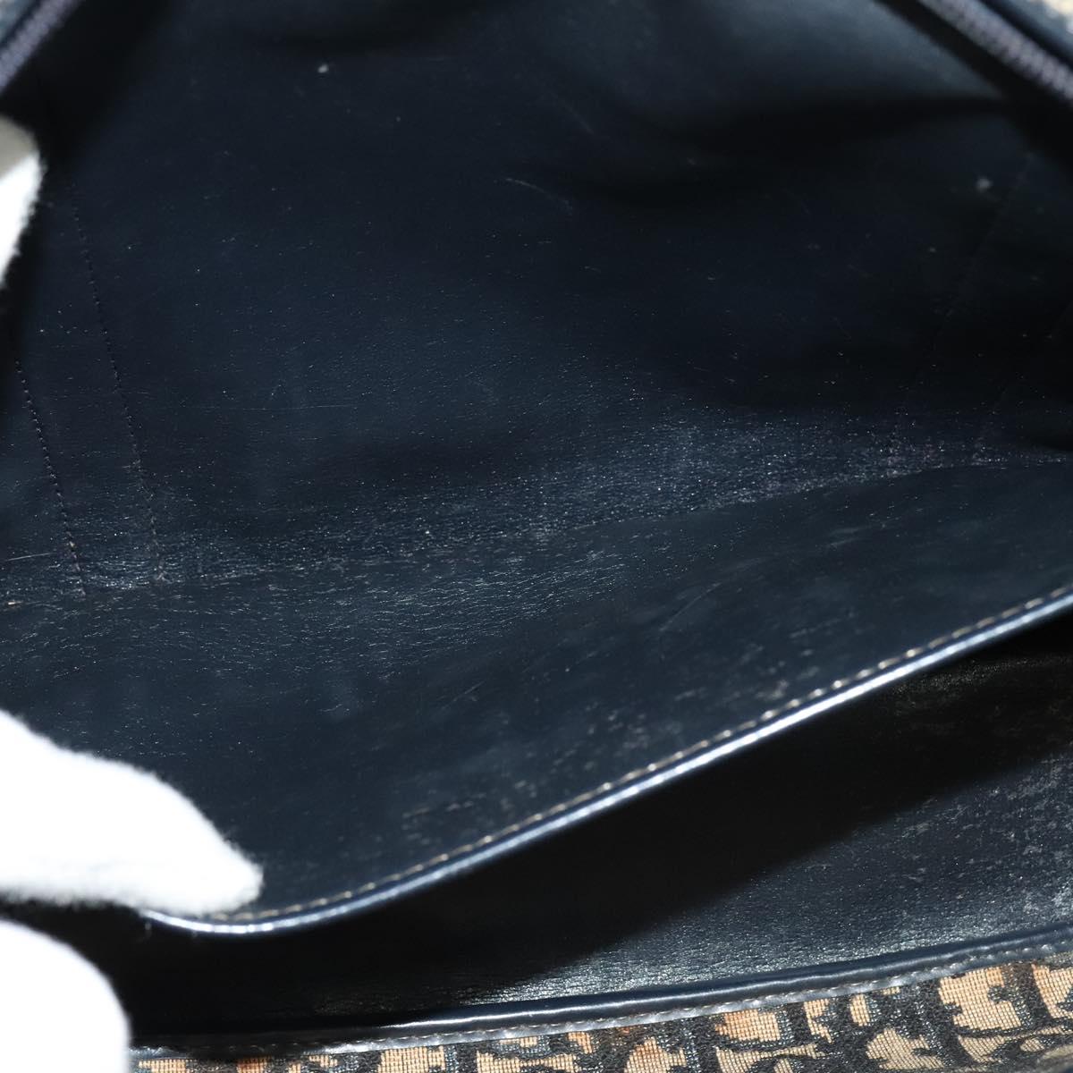 Christian Dior Trotter Canvas Hand Bag Navy Gold Auth 122491