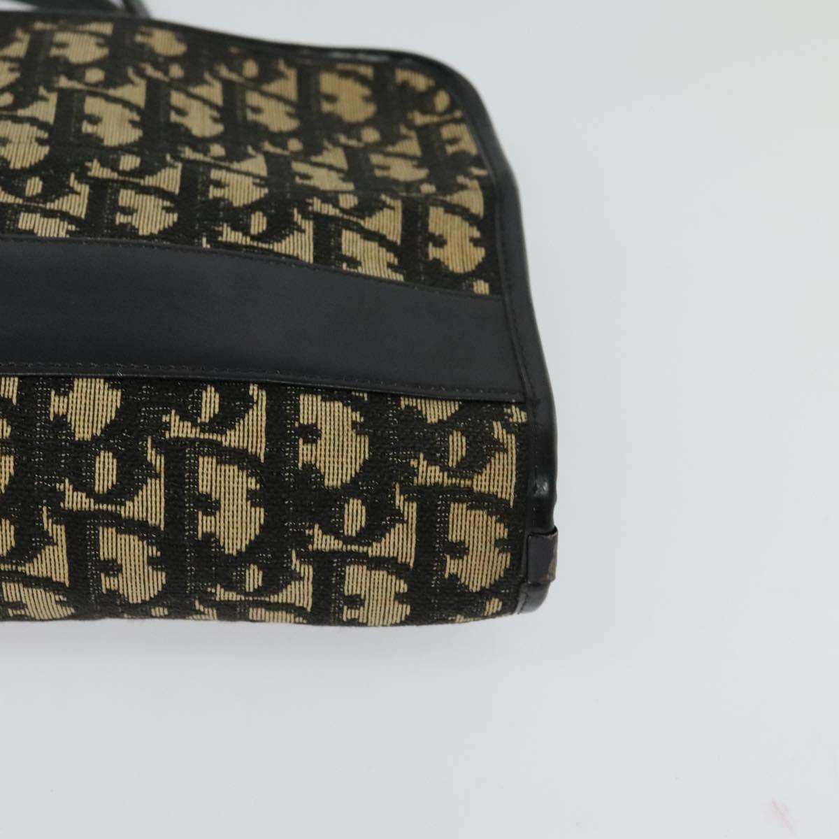 Christian Dior Trotter Canvas Shoulder Bag Navy Gold Auth 122509