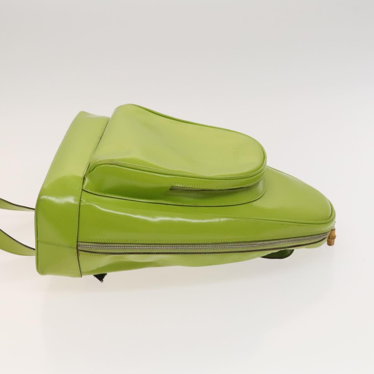 GUCCI Bamboo Body Bag Patent leather Green Auth 122510