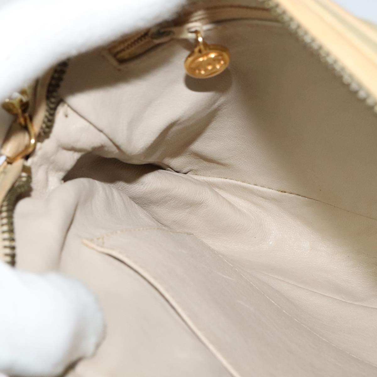 CHANEL Matelasse Chain Shoulder Bag Satin Beige Gold CC Auth 122544A