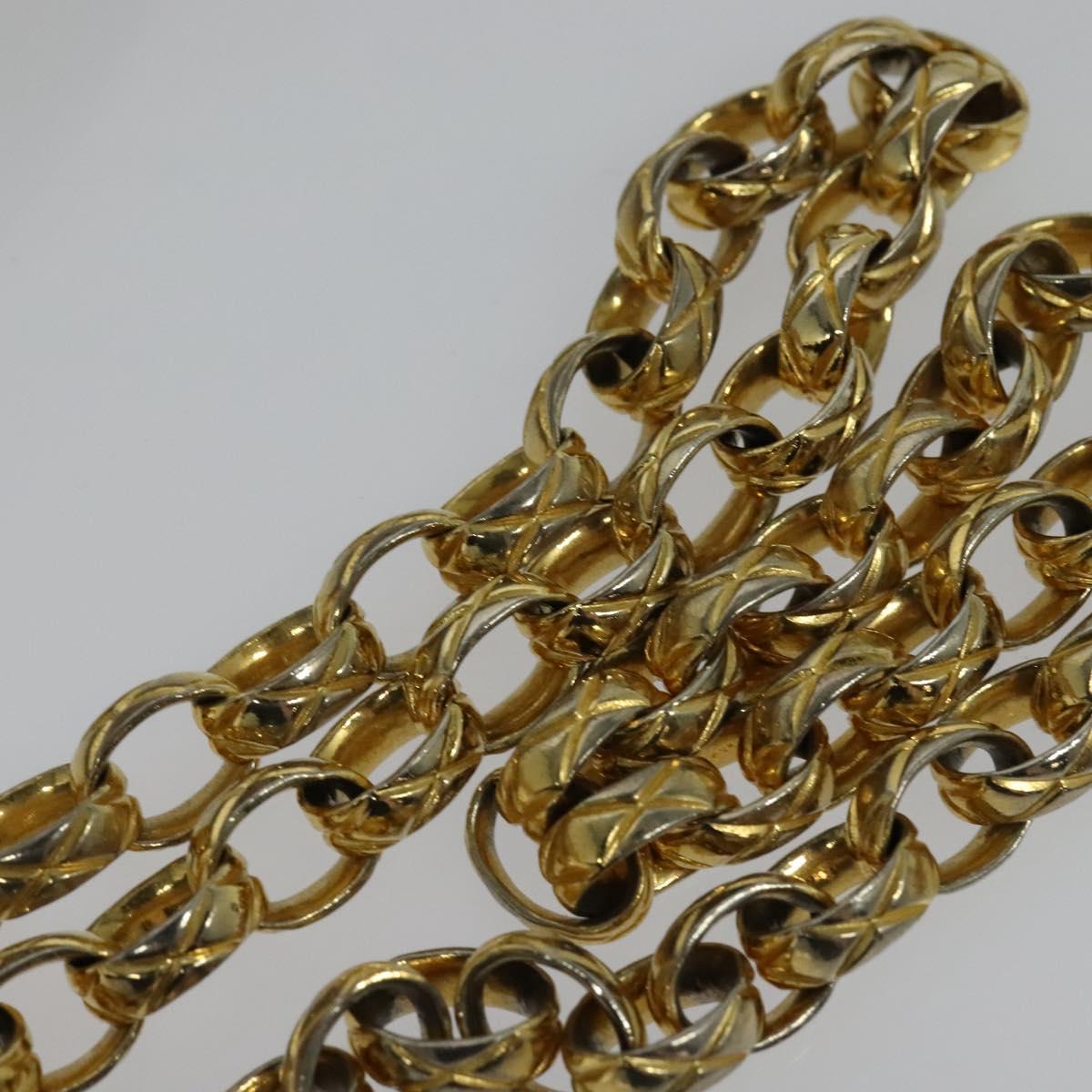 CHANEL Matelasse Chain Shoulder Bag Satin Beige Gold CC Auth 122544A