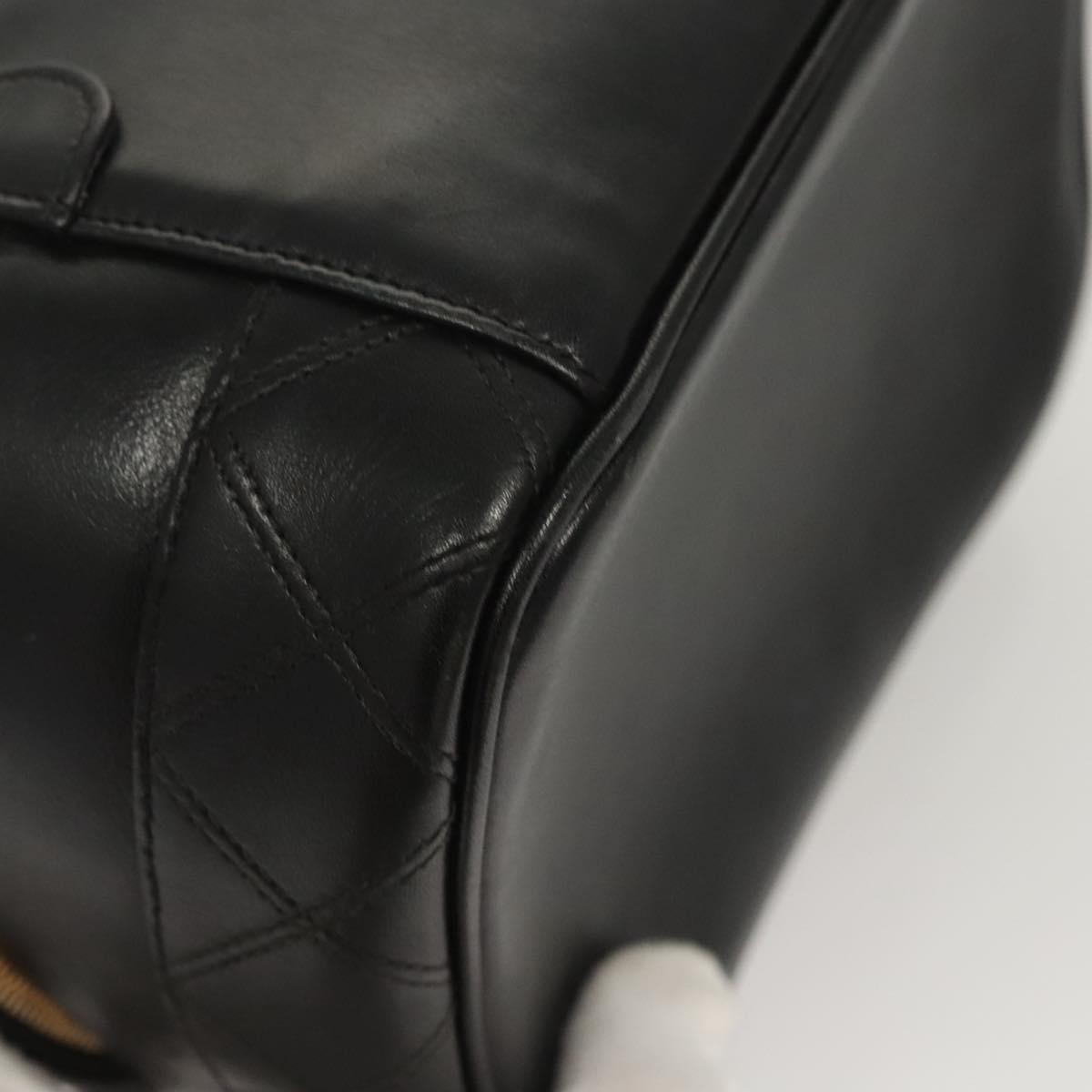 CHANEL Vanity Pouch Leather Black Gold CC Auth 122610