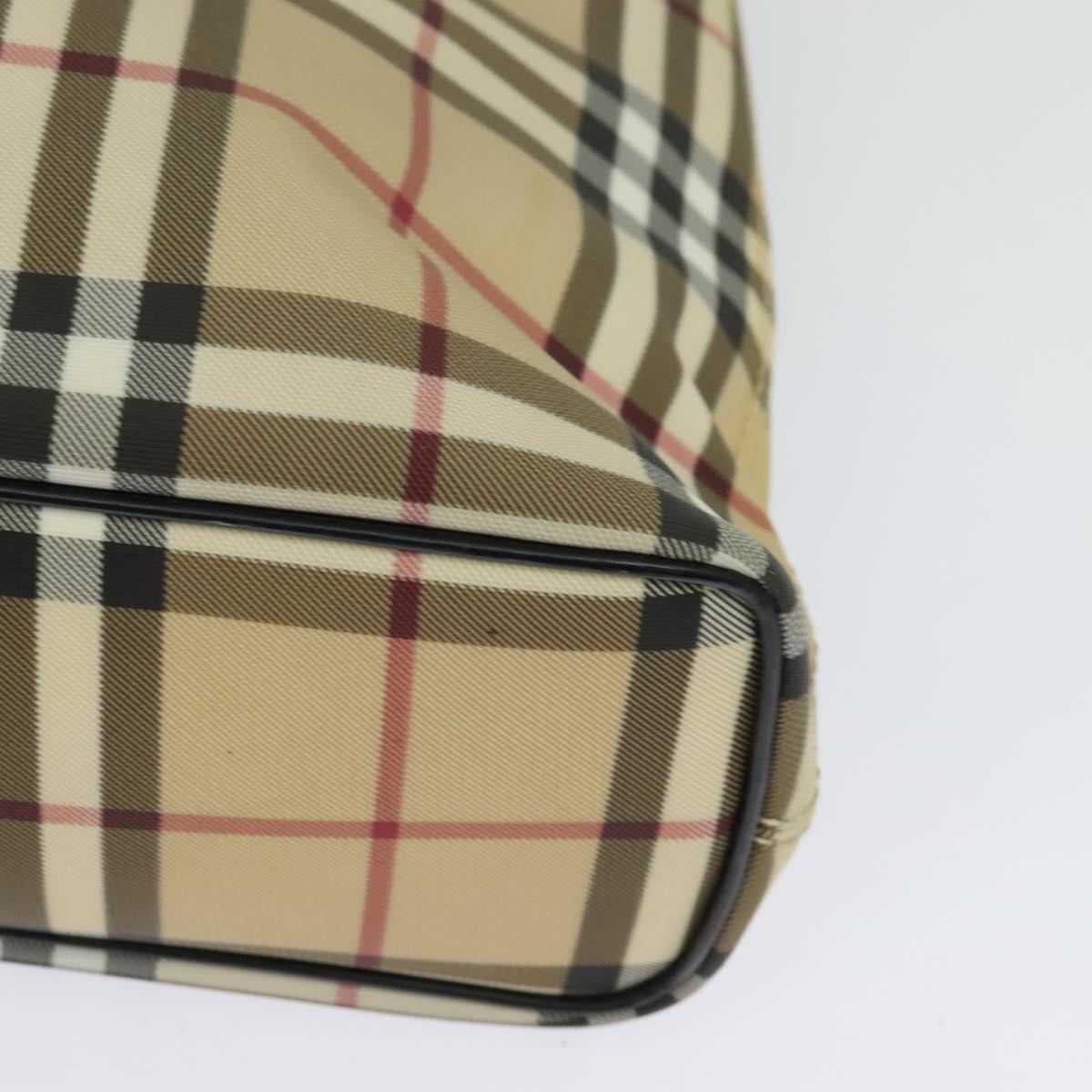 BURBERRY Nova Check Hand Bag PVC Beige Silver Auth 122613