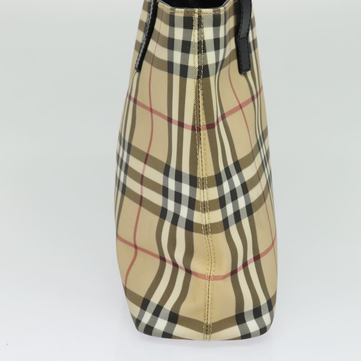 BURBERRY Nova Check Hand Bag PVC Beige Silver Auth 122613