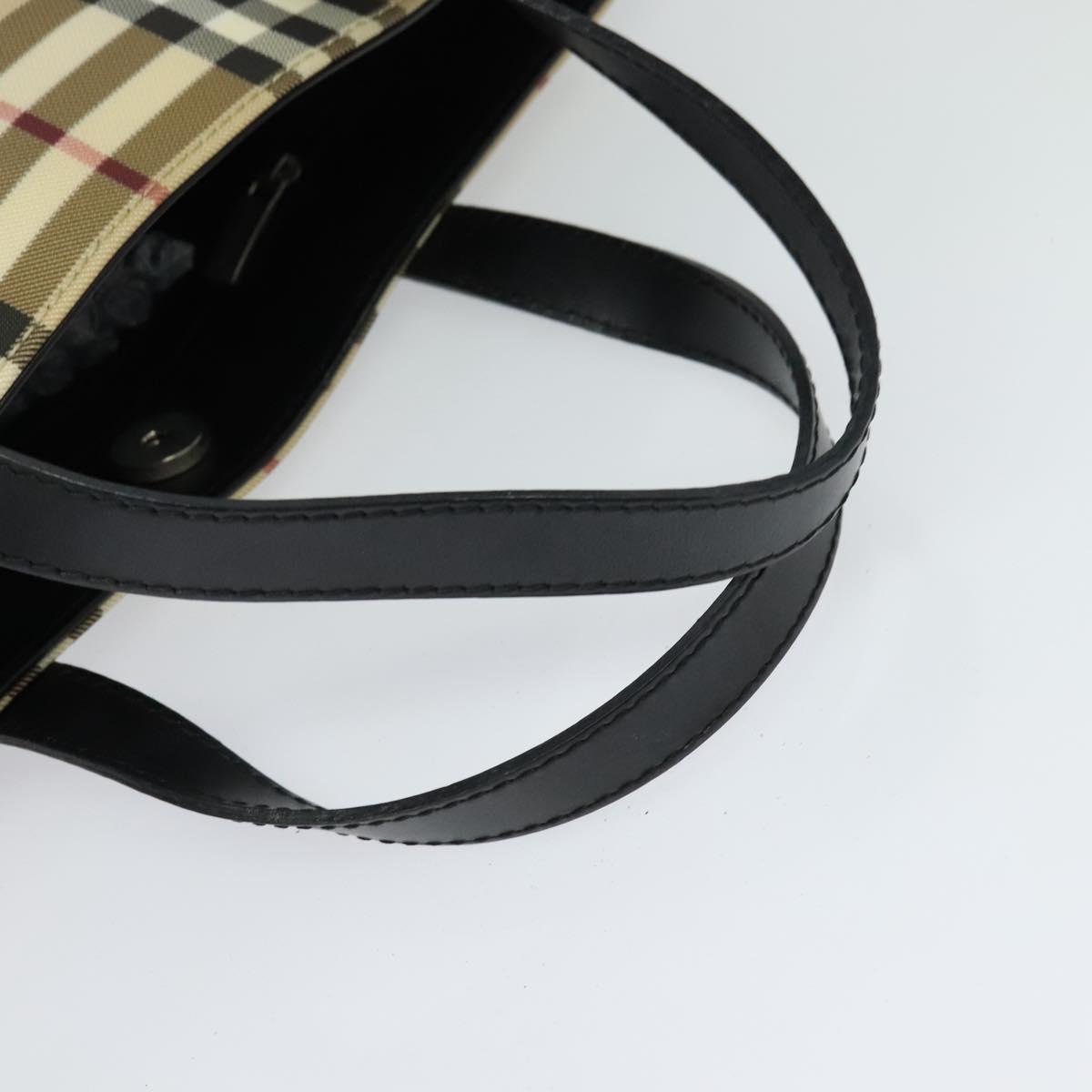 BURBERRY Nova Check Hand Bag PVC Beige Silver Auth 122613