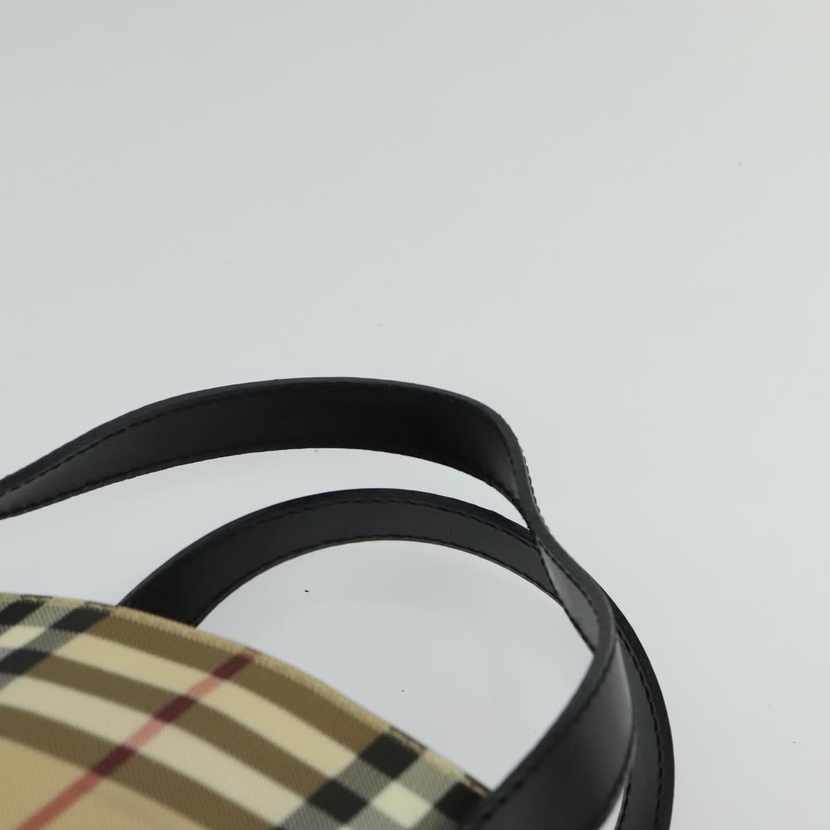 BURBERRY Nova Check Hand Bag PVC Beige Silver Auth 122613