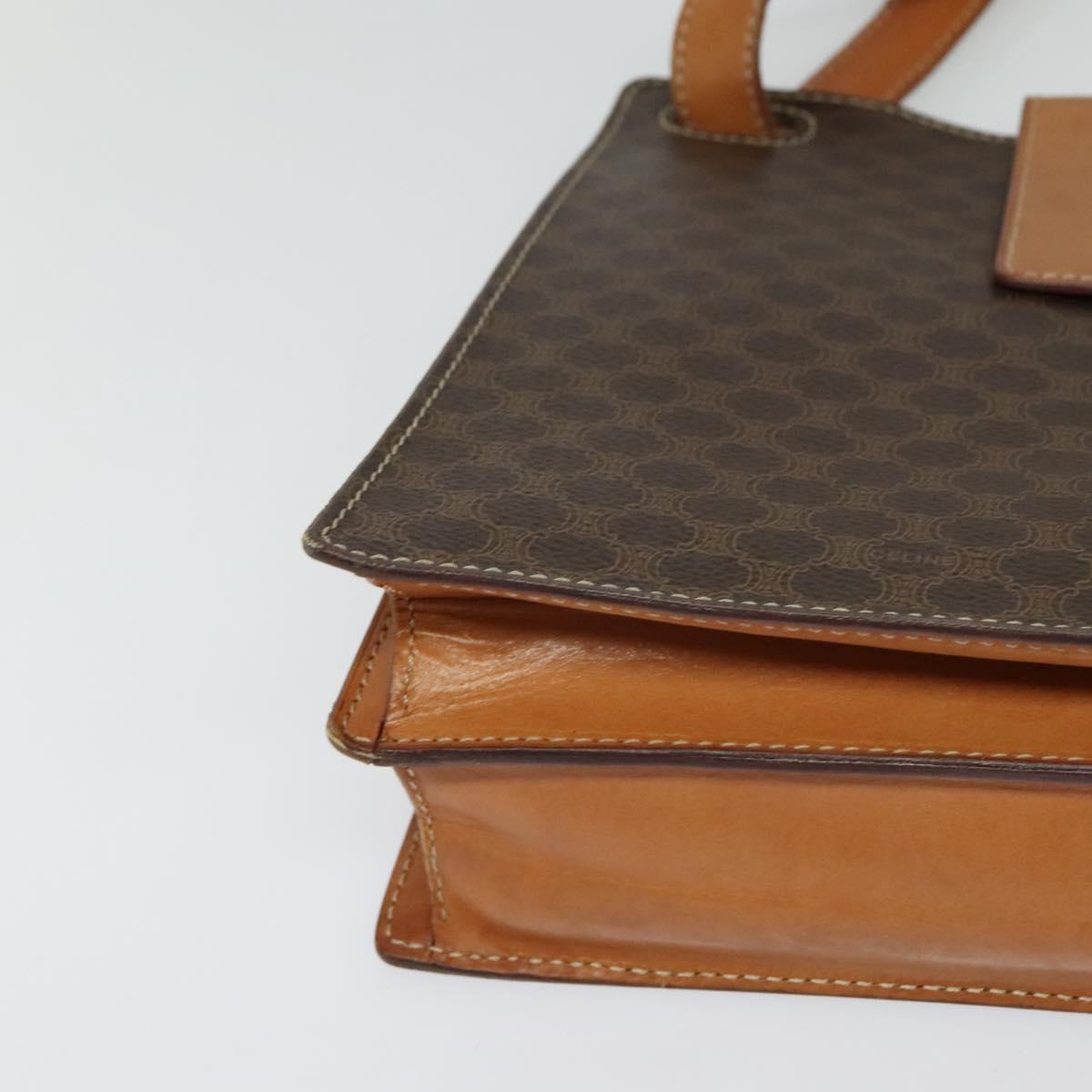 CELINE Macadam Canvas Shoulder Bag PVC Leather Brown Gold Auth 122617