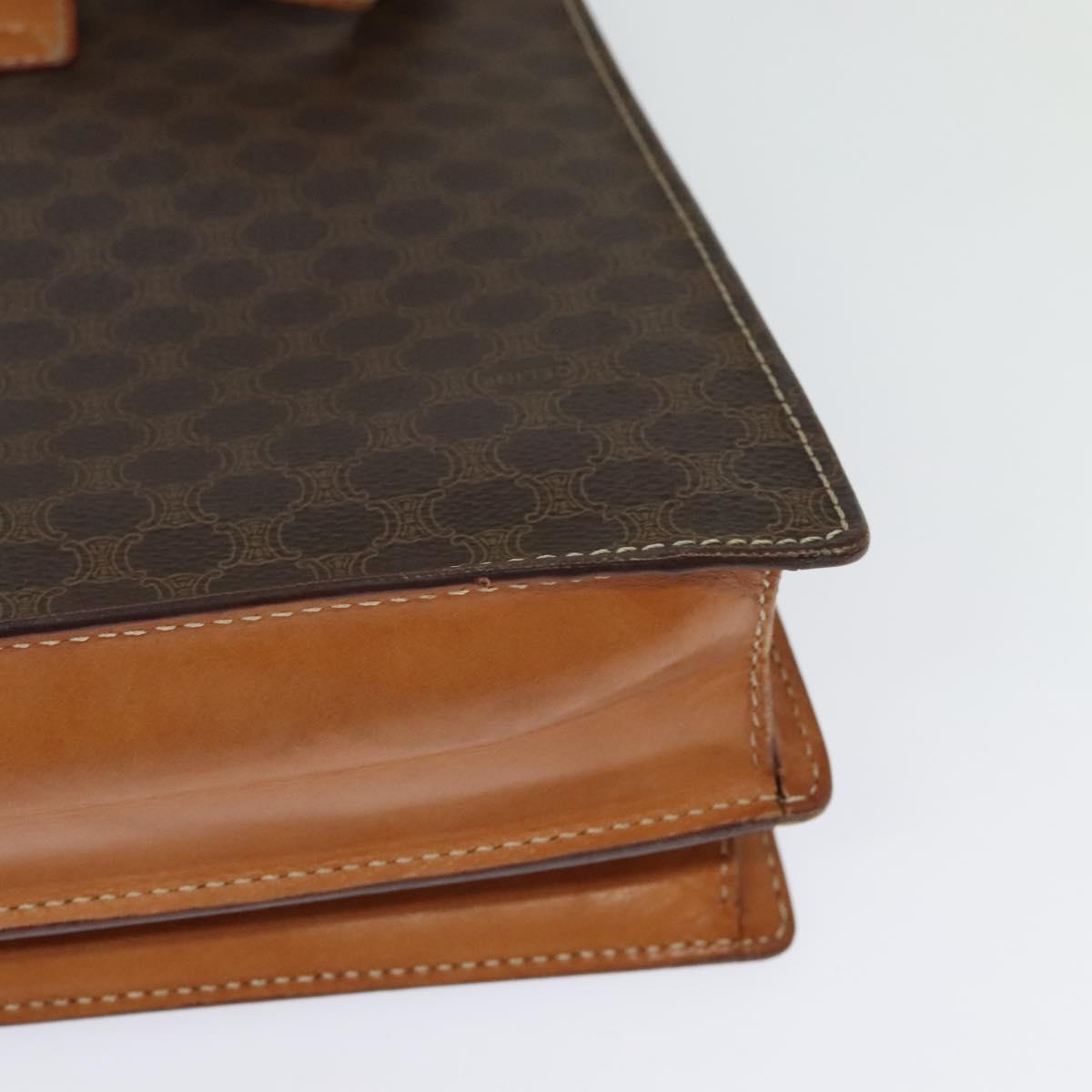 CELINE Macadam Canvas Shoulder Bag PVC Leather Brown Gold Auth 122617