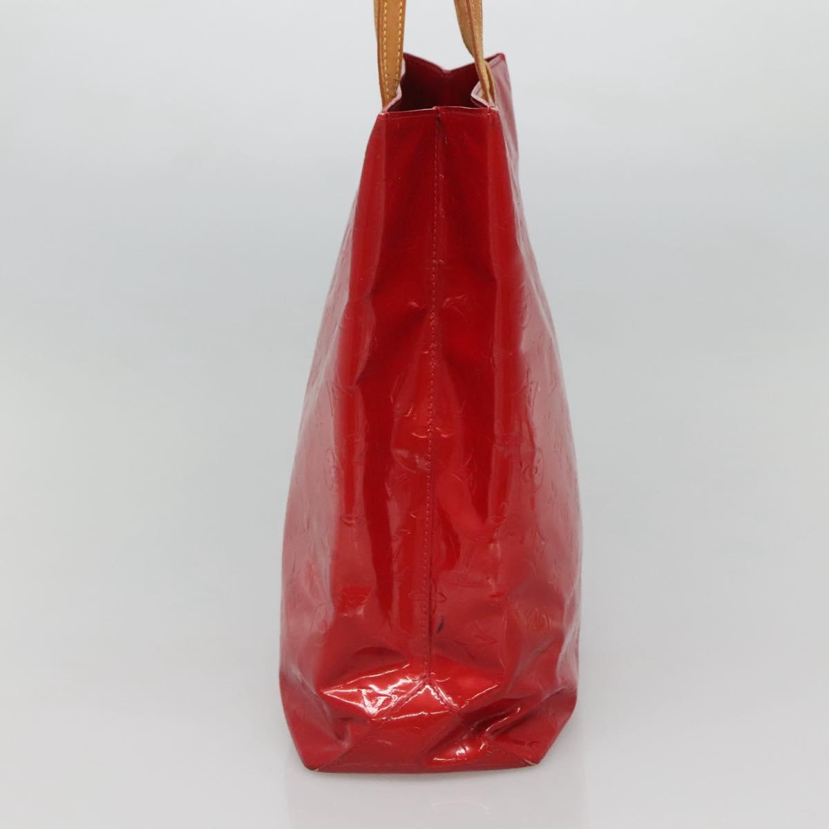 LOUIS VUITTON Monogram Vernis Reade MM Hand Bag Red Rouge M91086 LV Auth 122621
