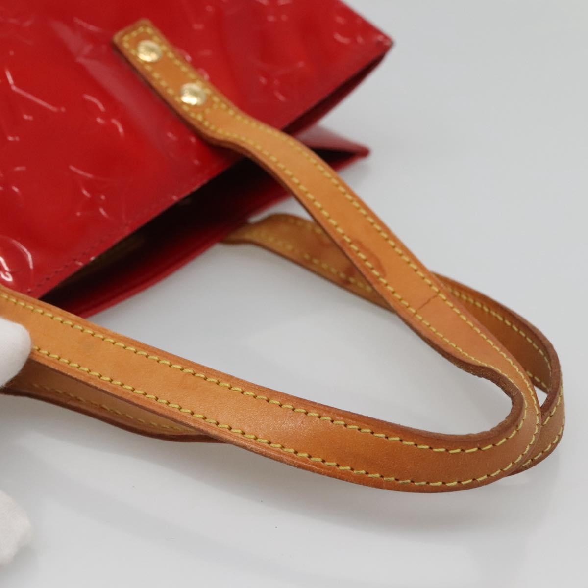 LOUIS VUITTON Monogram Vernis Reade MM Hand Bag Red Rouge M91086 LV Auth 122621