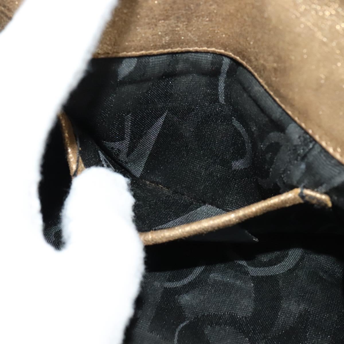 Salvatore Ferragamo Gancini Shoulder Bag Leather Gold Auth 122662