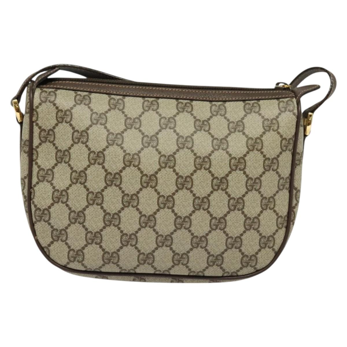GUCCI GG Supreme Web Sherry Line Bag PVC Brown Gold 89 02 032 Auth 122664