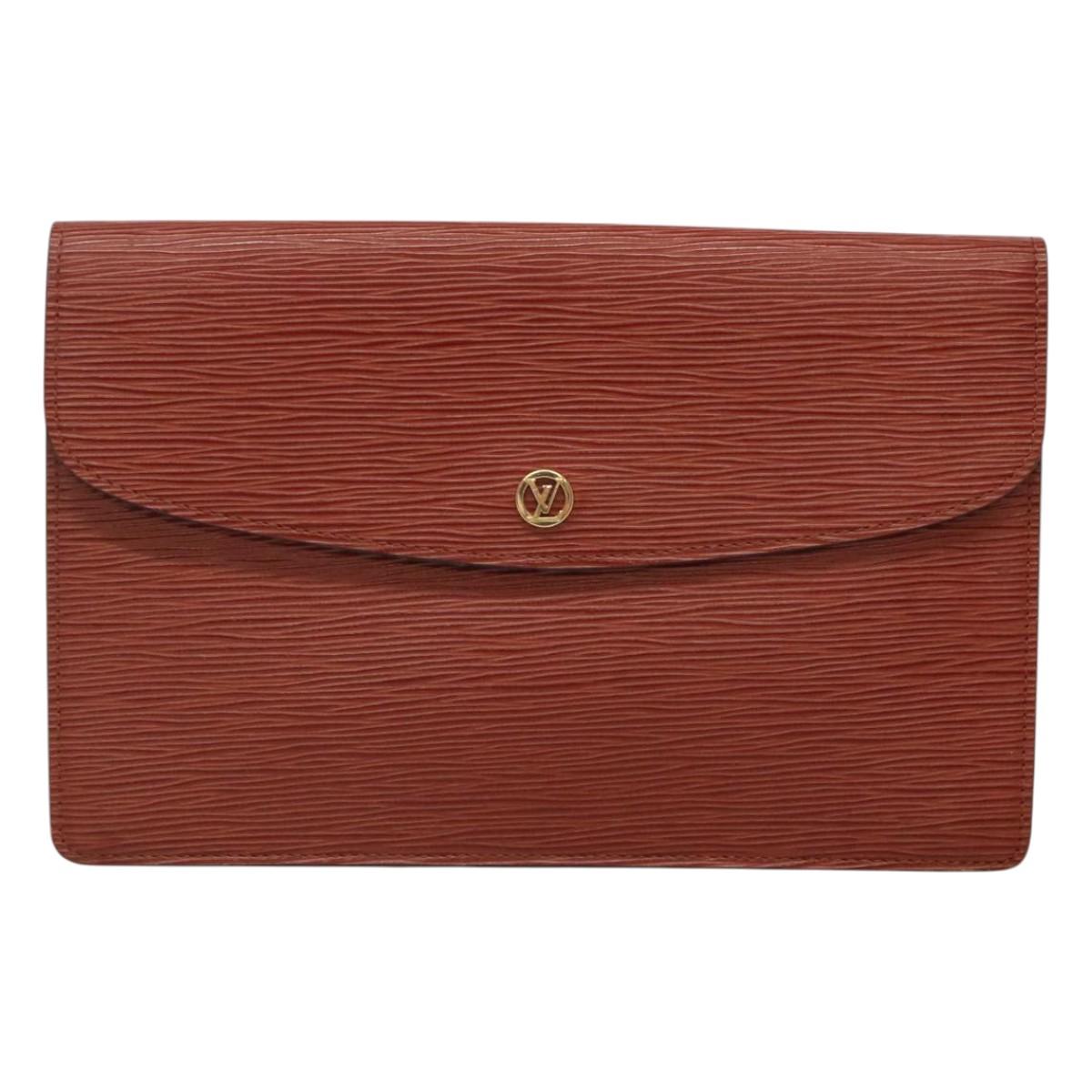 LOUIS VUITTON Epi Montaigne 27 Clutch Bag Brown LV Auth 122669