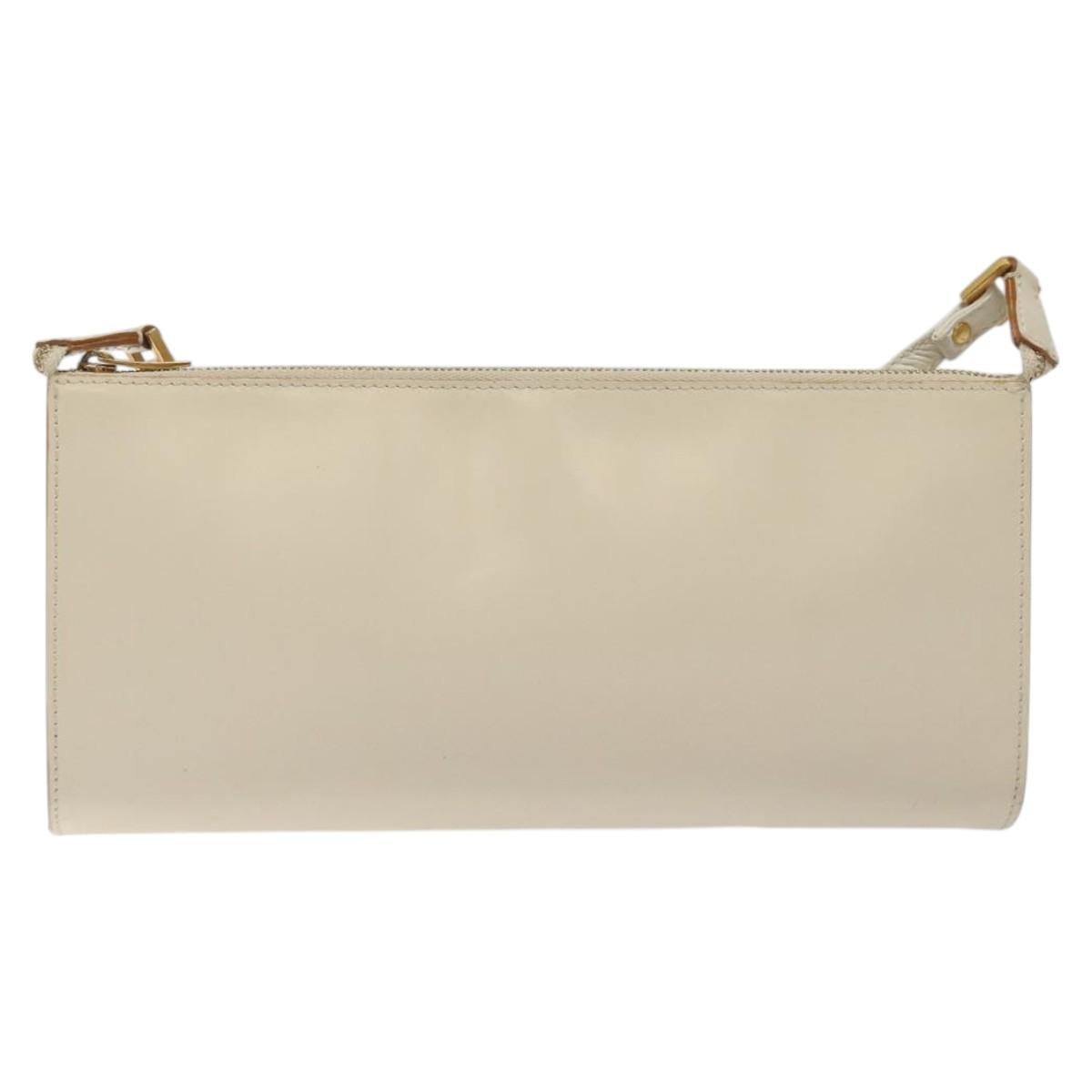 Salvatore Ferragamo Gancini Shoulder Bag Leather Ivory Gold Auth 122679