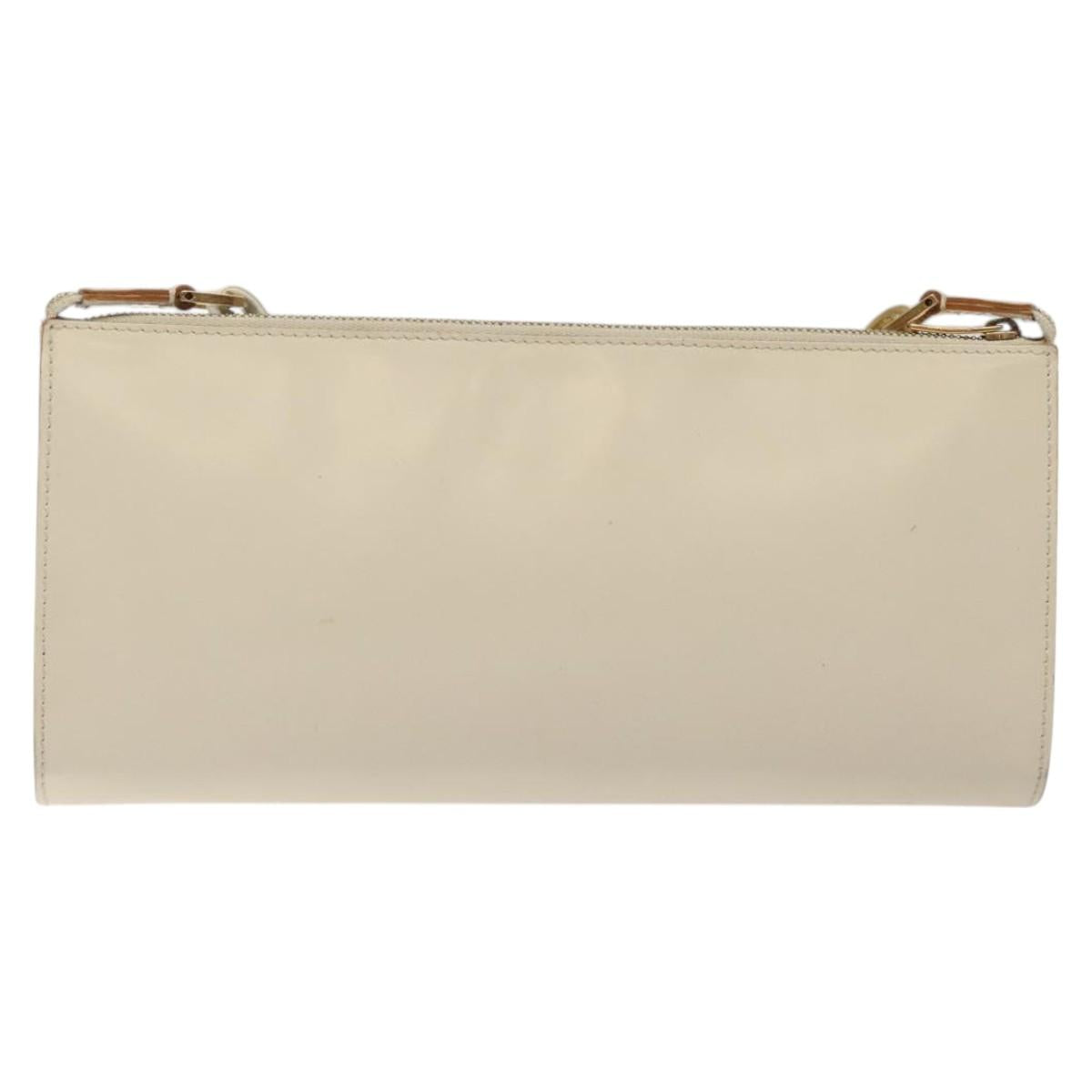 Salvatore Ferragamo Gancini Shoulder Bag Leather Ivory Gold Auth 122679