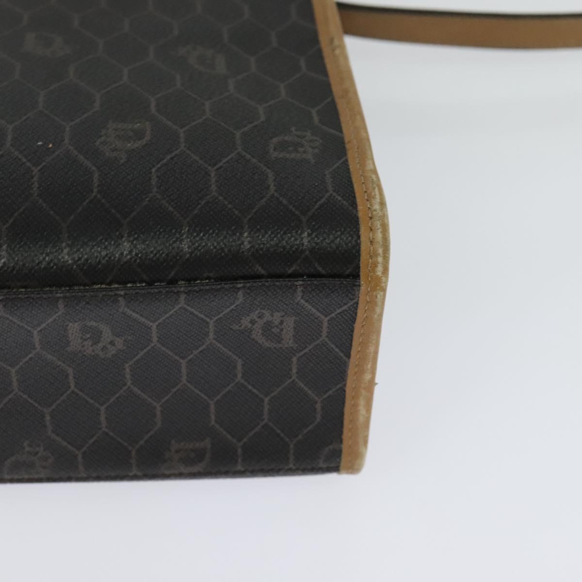 Christian Dior Honeycomb Canvas Hand Bag PVC 2way Black Gold Auth 122680