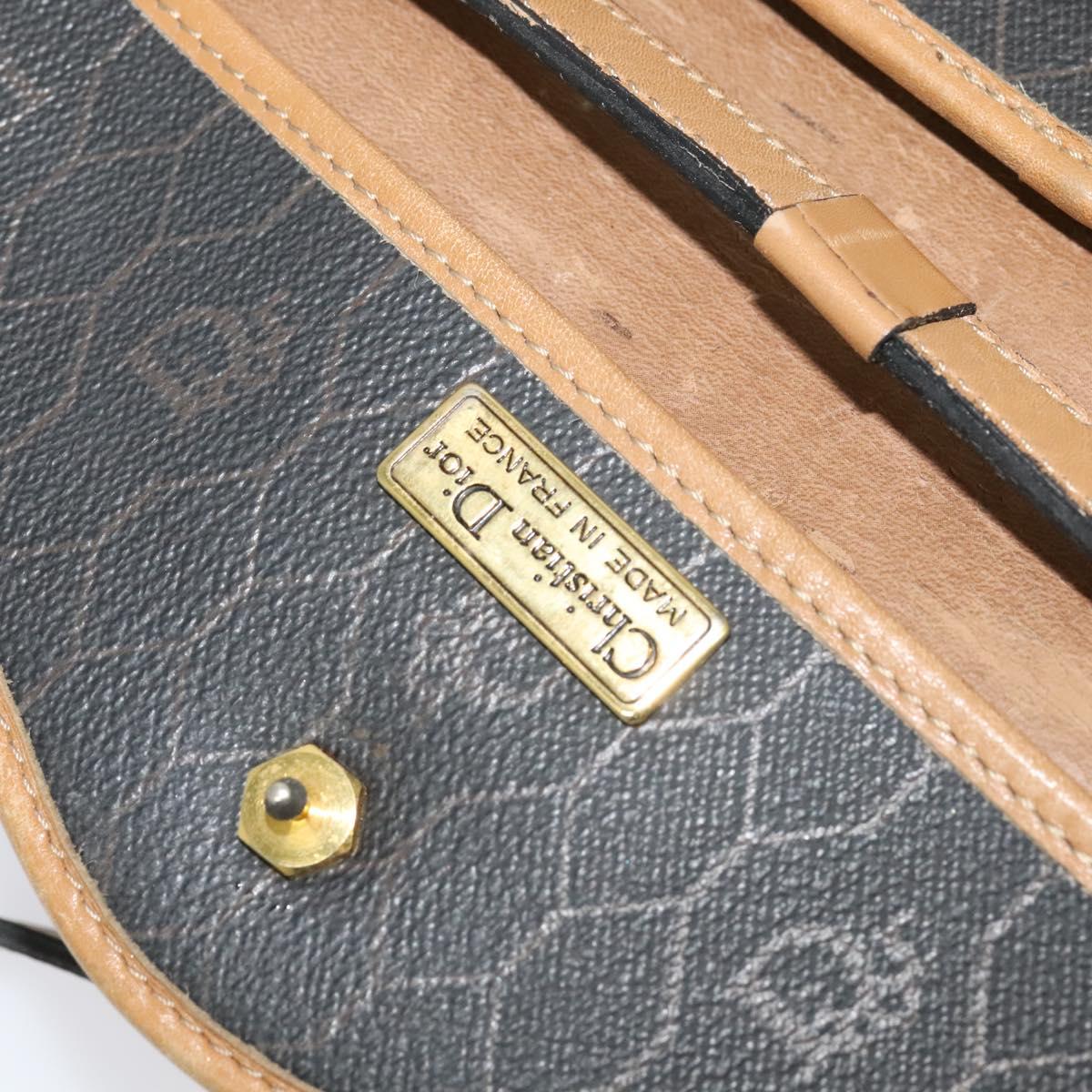 Christian Dior Honeycomb Canvas Hand Bag PVC 2way Black Gold Auth 122680