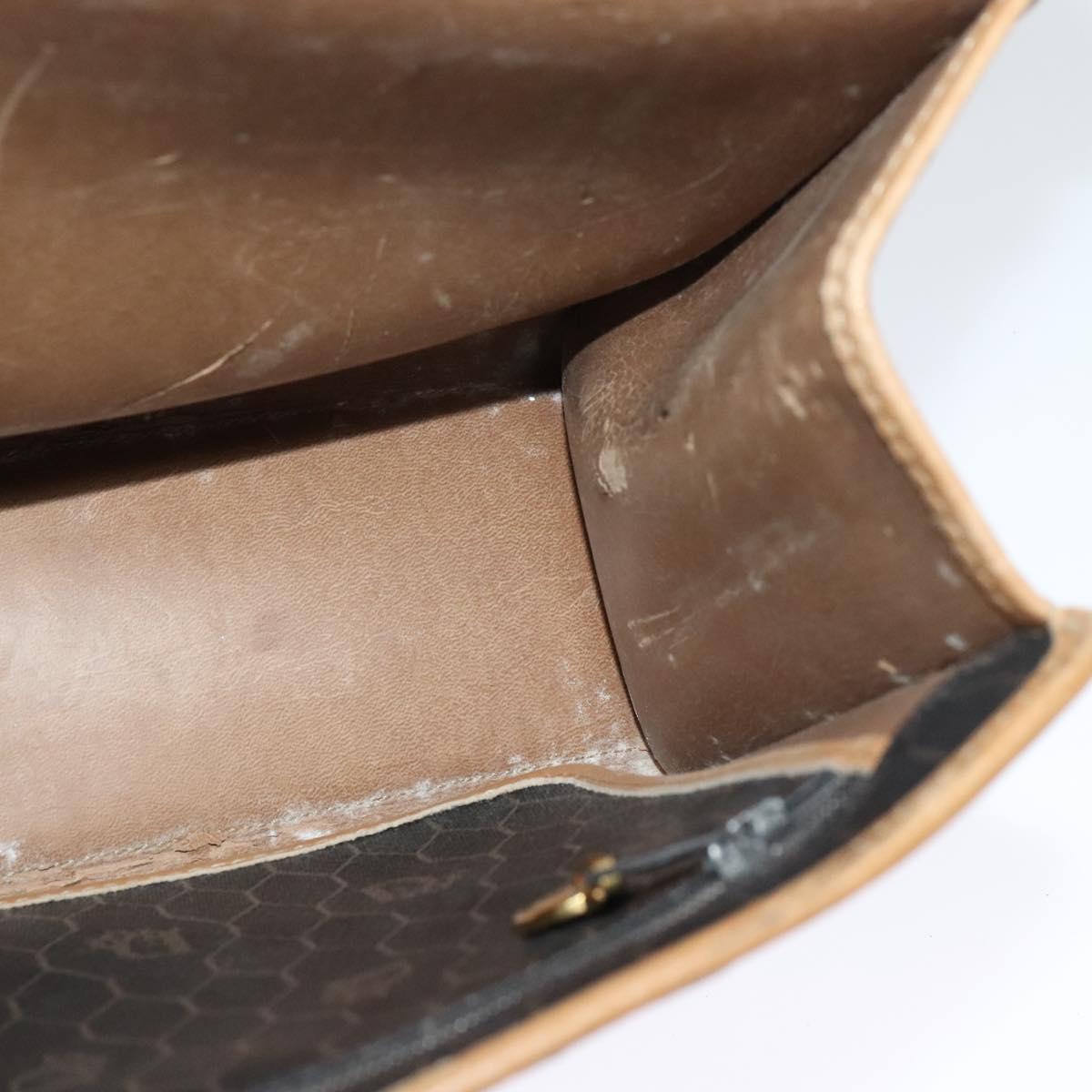 Christian Dior Honeycomb Canvas Hand Bag PVC 2way Black Gold Auth 122680