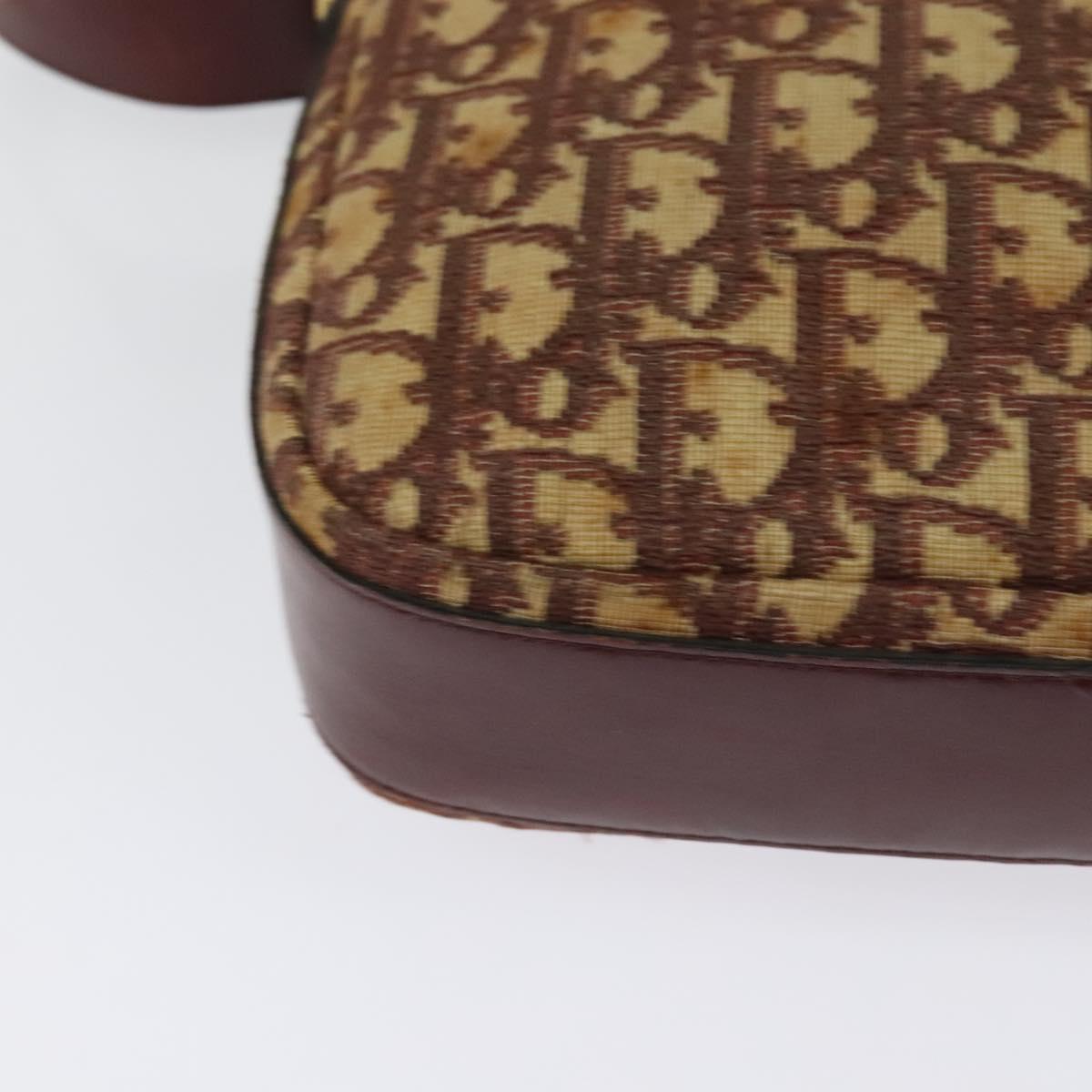 Christian Dior Trotter Canvas Shoulder Bag Red Gold Auth 122681