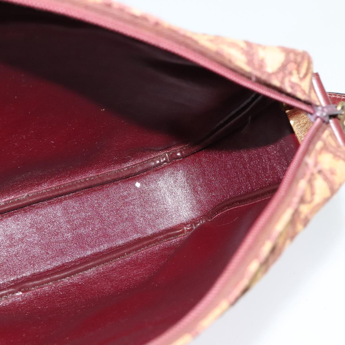 Christian Dior Trotter Canvas Shoulder Bag Red Gold Auth 122681