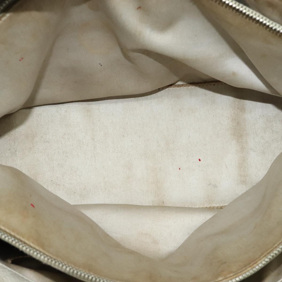 CHANEL Wild Stitch Shoulder Bag Leather Ivory Silver CC Auth 122688