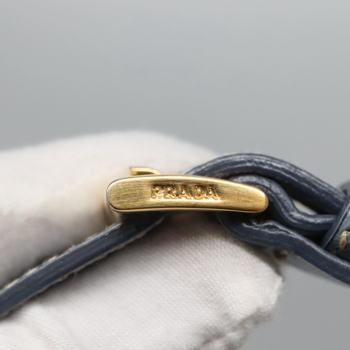 PRADA Shoulder Bag Nylon Light Blue Gold Auth 122692